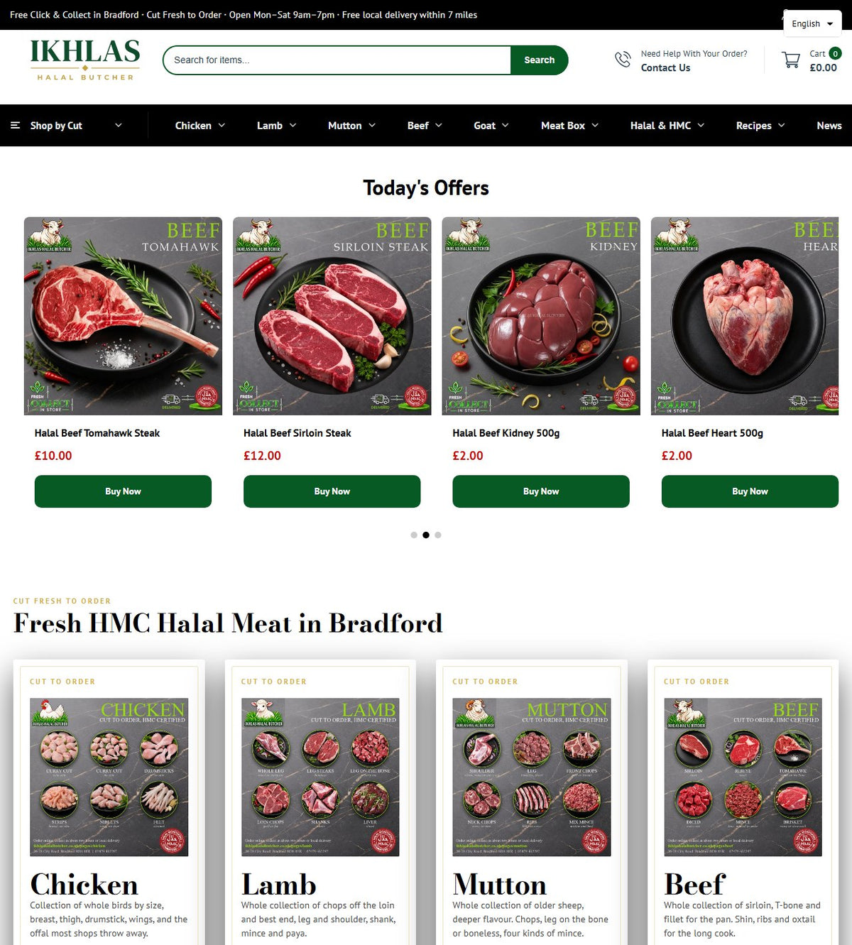 Ikhlas Halal Butcher website, built and run by Veritas UI