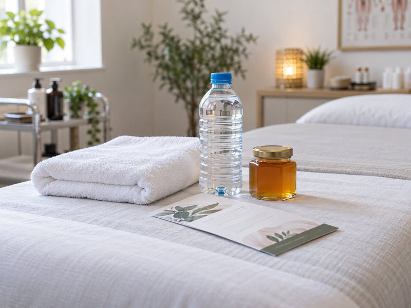 Aftercare kit on a treatment couch