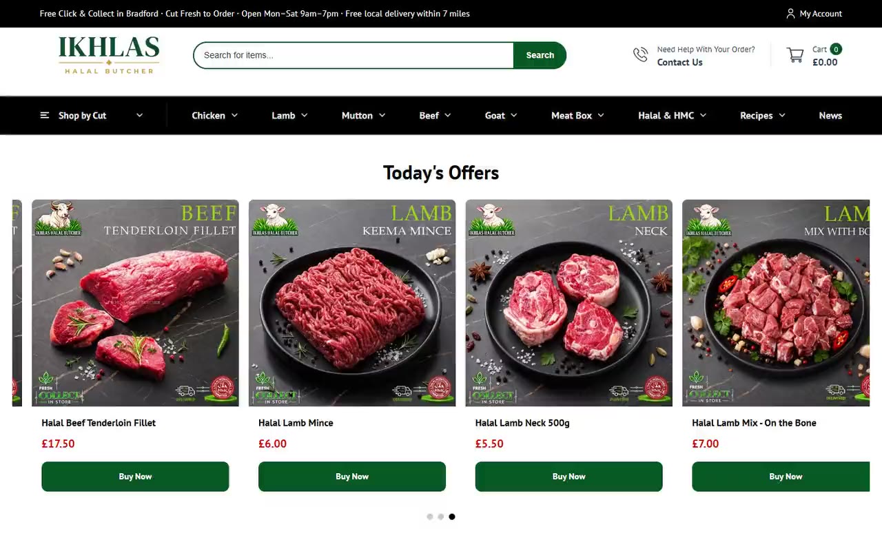 Halal butcher website by Veritas UI, on a laptop