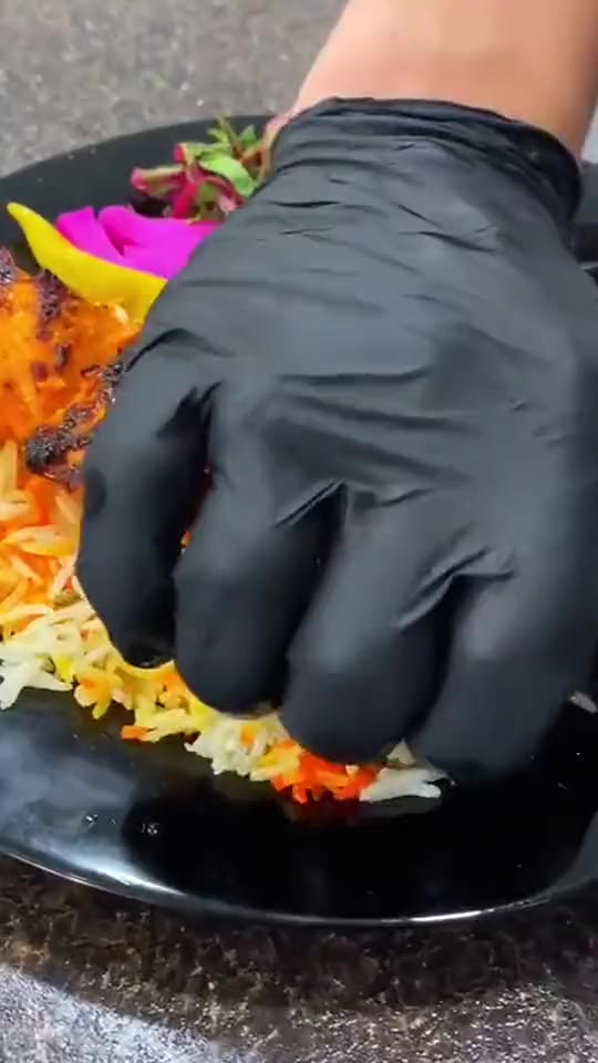 A grill platter being plated
