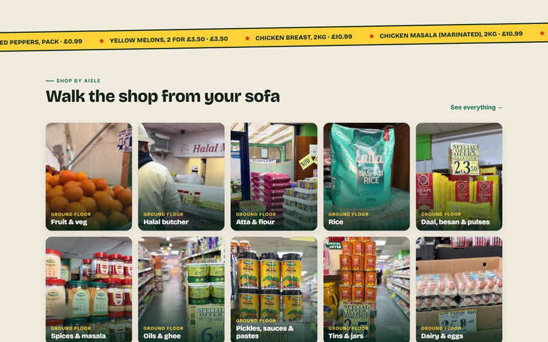Halal supermarket website built by Veritas UI, a section on desktop