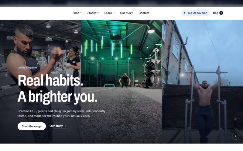 Sports nutrition online store built by Veritas UI, homepage on desktop