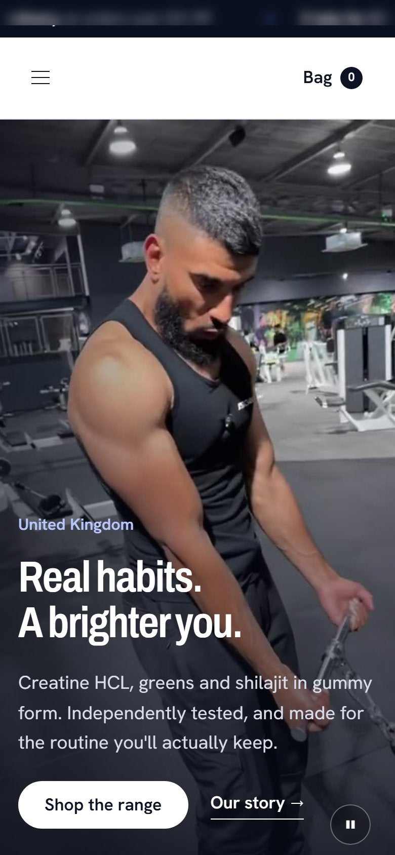 Sports nutrition online store built by Veritas UI, on a phone