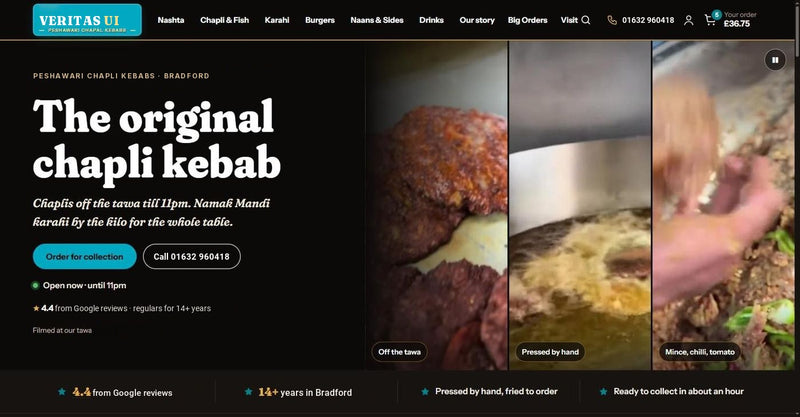 Kebab house ordering website template by Veritas UI, homepage on desktop
