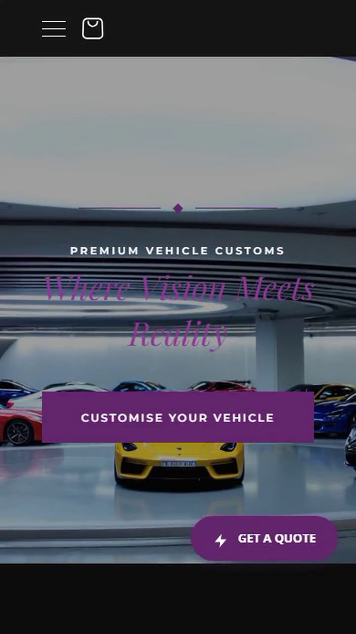 Car styling shop, a website Veritas UI built, on a phone