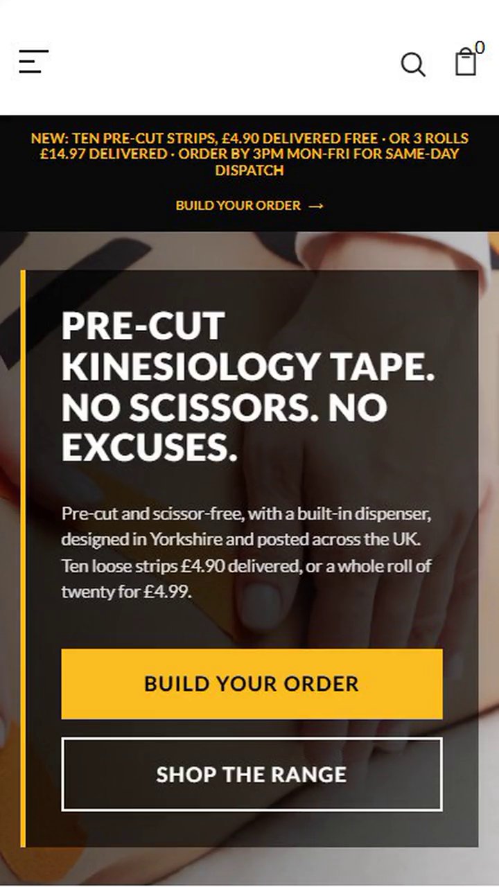 Sports tape store, a website Veritas UI built, on a phone