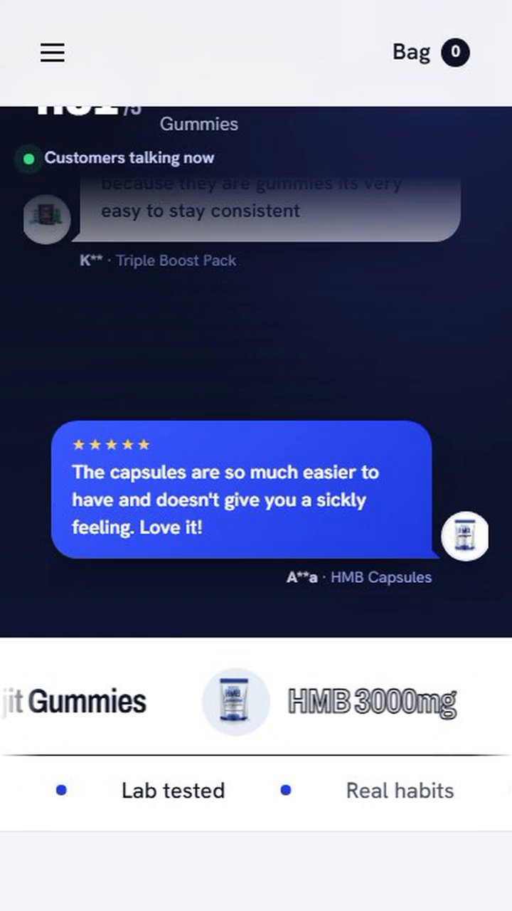 Sports nutrition store, a website Veritas UI built, on a phone