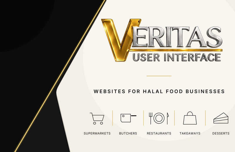 Front of Amir Aziz's Veritas UI card: websites for halal food businesses