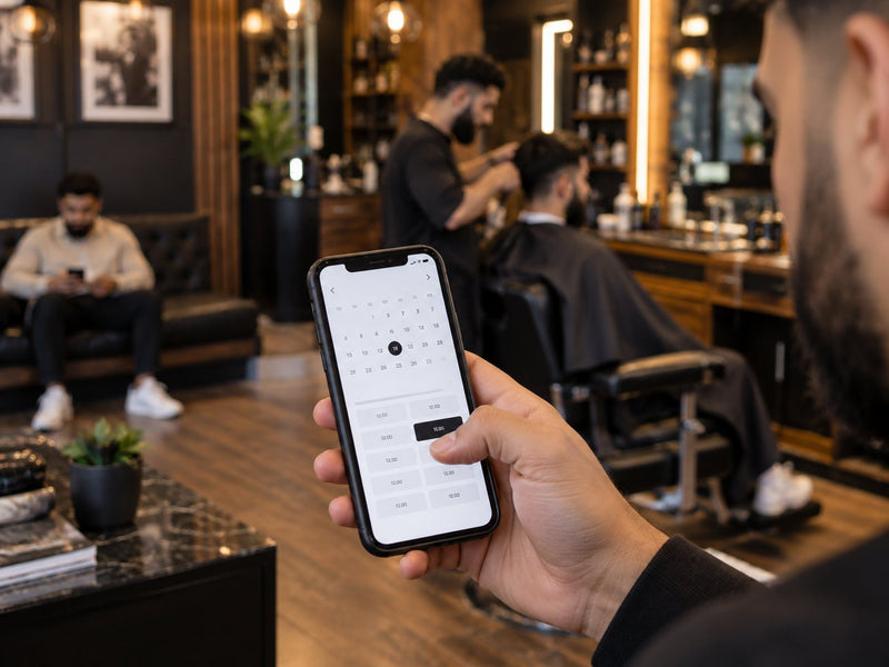 Booking a barber on a phone