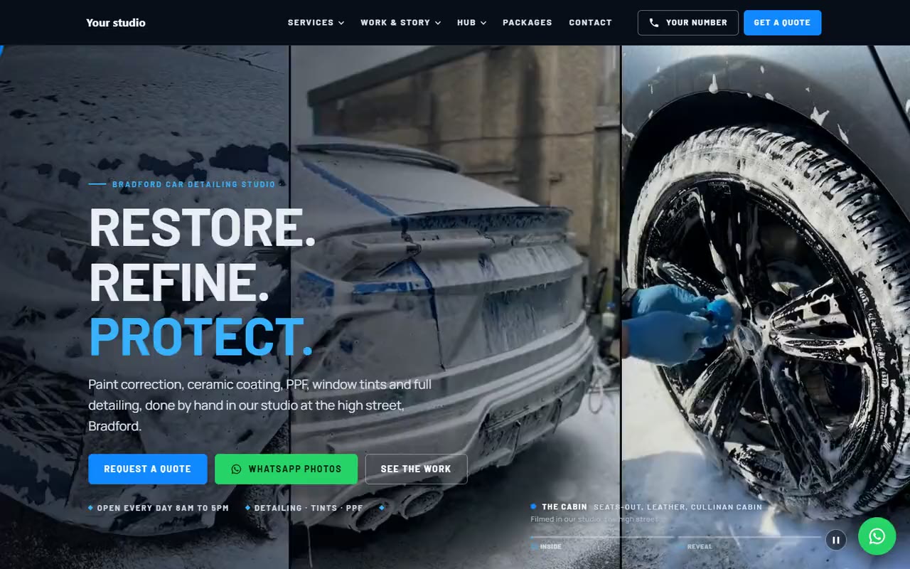 Car styling website by Veritas UI, on a laptop