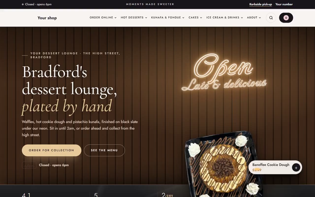 Dessert shop website by Veritas UI, on a laptop