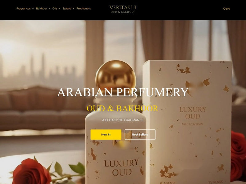 Arabian perfumery online store homepage, built by Veritas UI