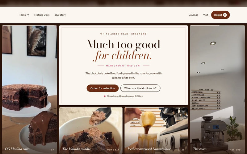 Cake boutique website built by Veritas UI, homepage on desktop
