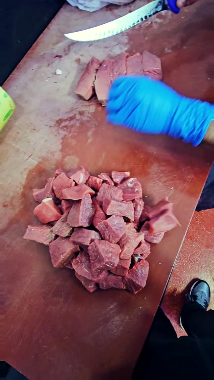Dicing curry cut on the block