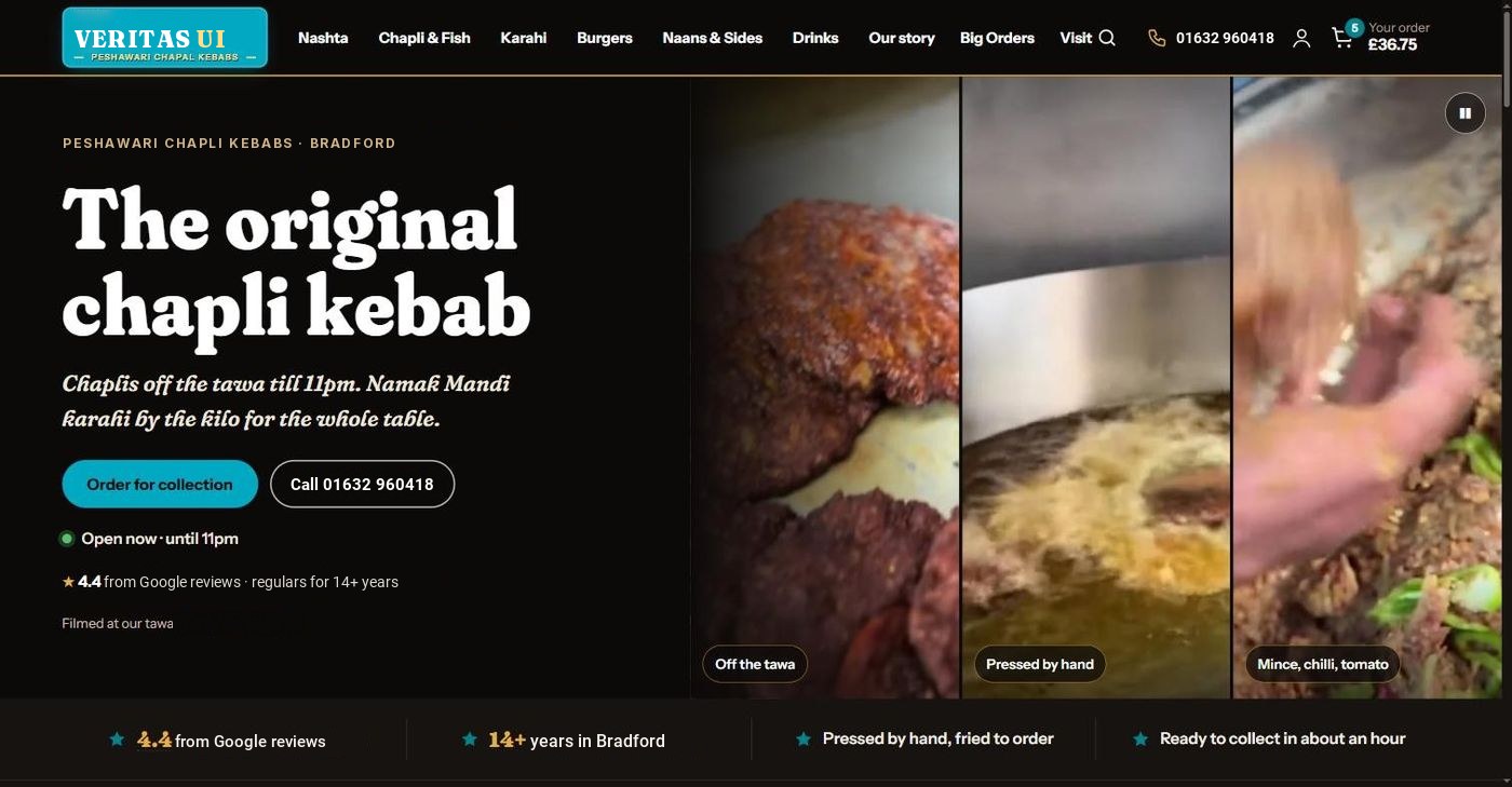 Kebab house template website, homepage on a laptop