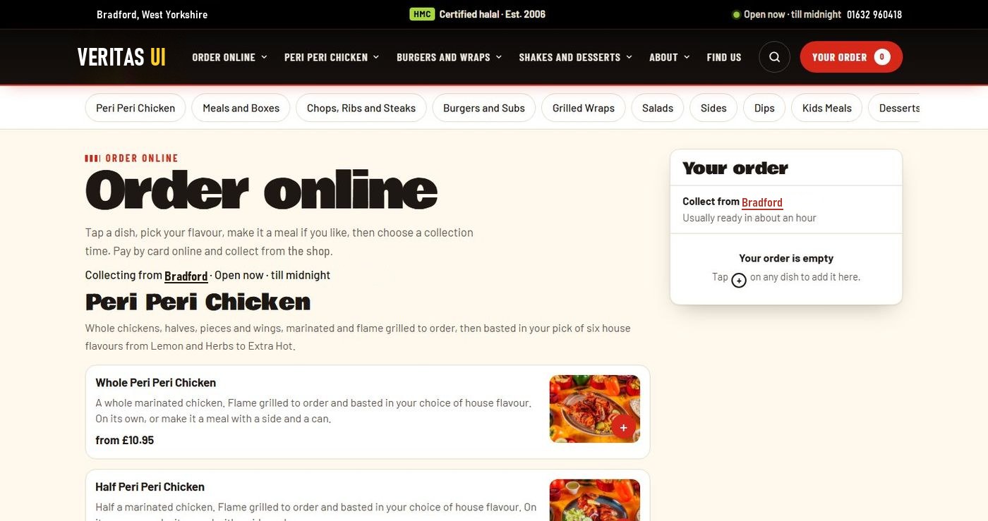 Flame grill template website, ordering page