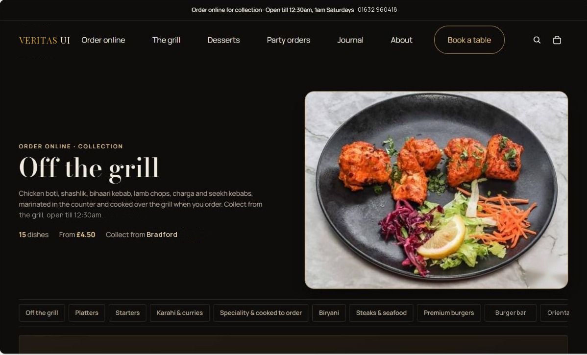 Grill house template website, ordering page