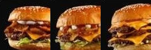 Three burgers from the burger chain template