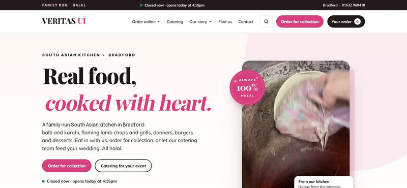 Curry house ordering website template by Veritas UI, homepage on desktop